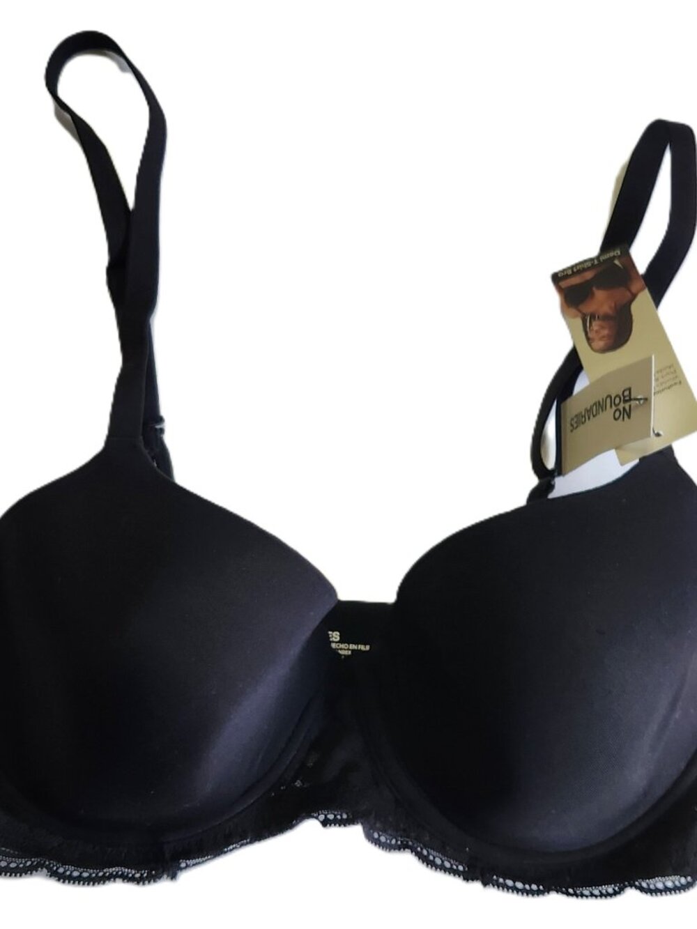 No Boundaries Women Demi Underwire T-Shirt Bra with Sugarcup - Sizes 36DD Black